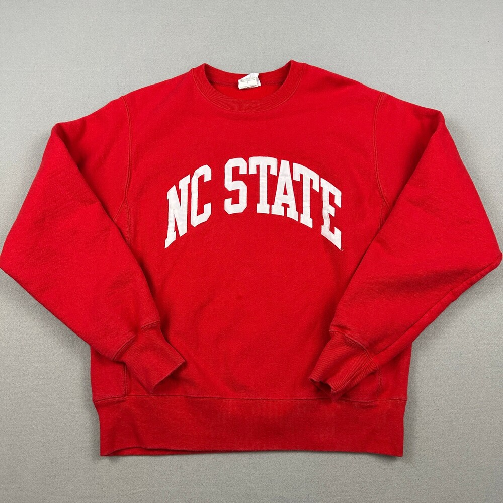NC State Wolfpack Hoodie Men Medium Red Champion Reverse Weave Sweatshirt M *